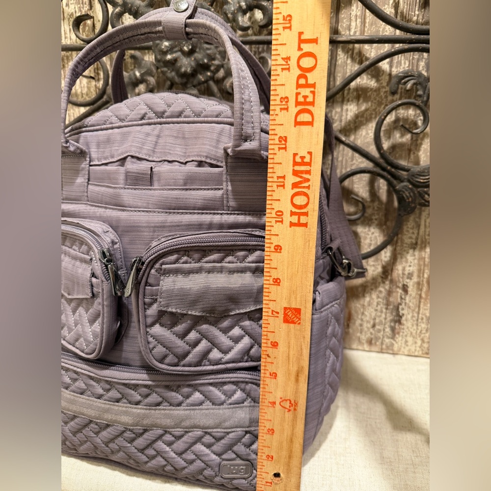Lug Mini Puddle Jumper Quilted Crossbody Convertible Tote Brushed Pearl Grey - Picture 9 of 13